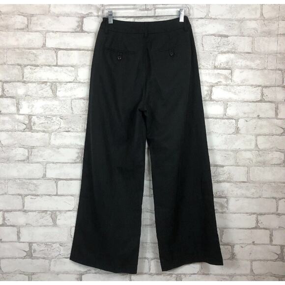 New MADEWELL Women's Size 4 The Harlow Wide-Leg True Black Linen Pant NG521 A24 - Picture 4 of 8